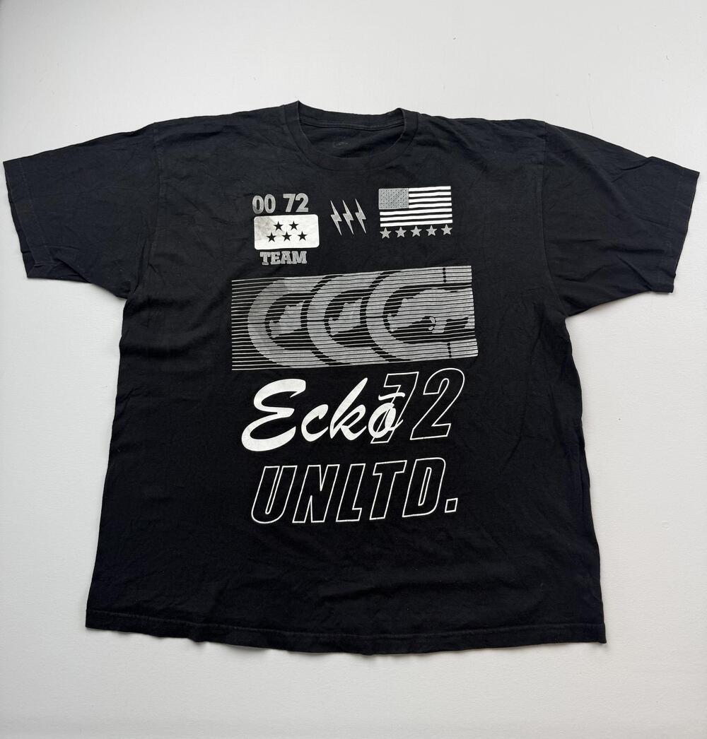 Ecko Unltd Shirt Mens Black 72 Team Flag Logo Graphic Tee Streetwear Urban Read